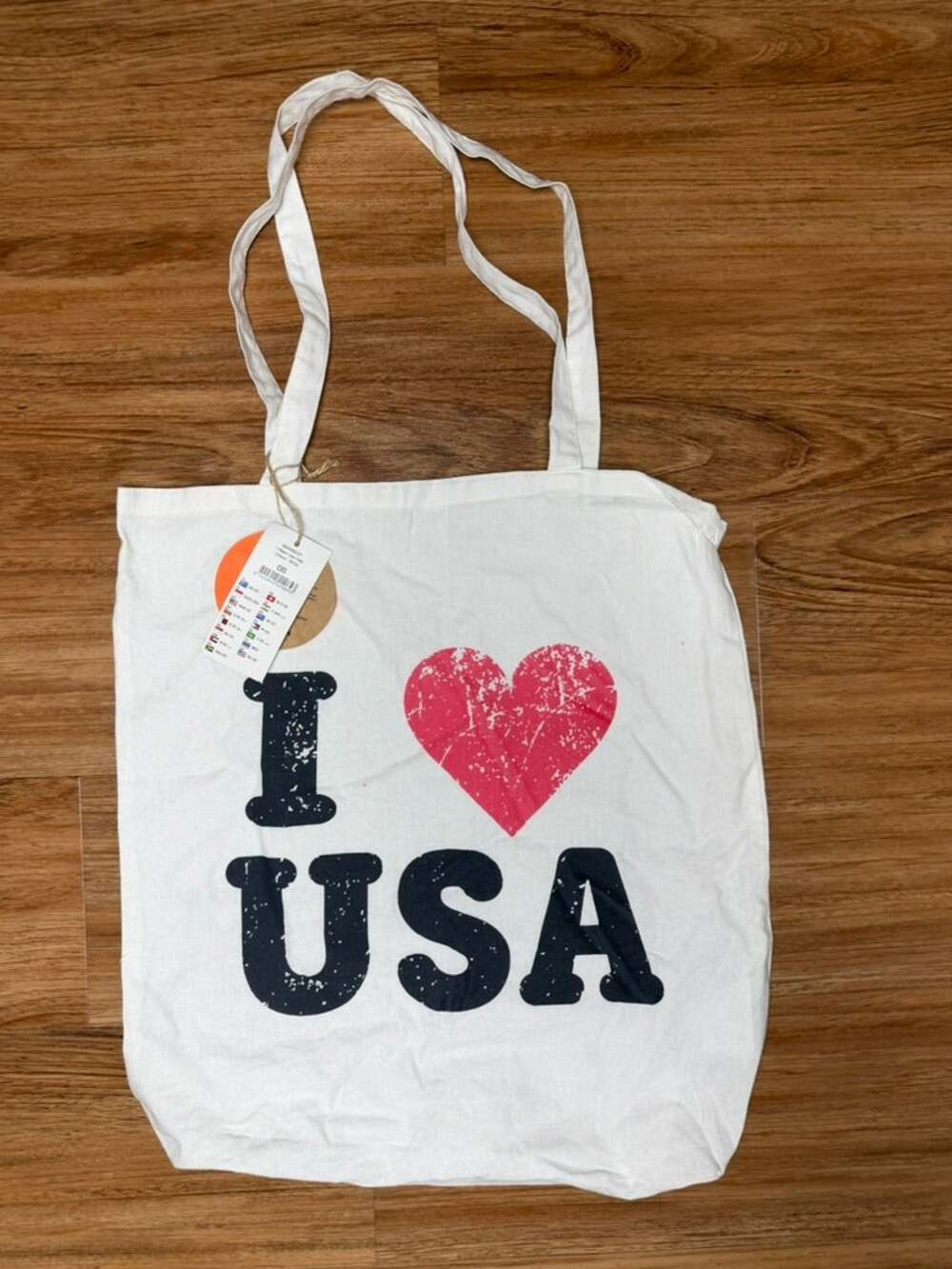 Cotton On Foundation I Heart USA White Canvas Tote Bag Shopper Shoulder Bag NWT